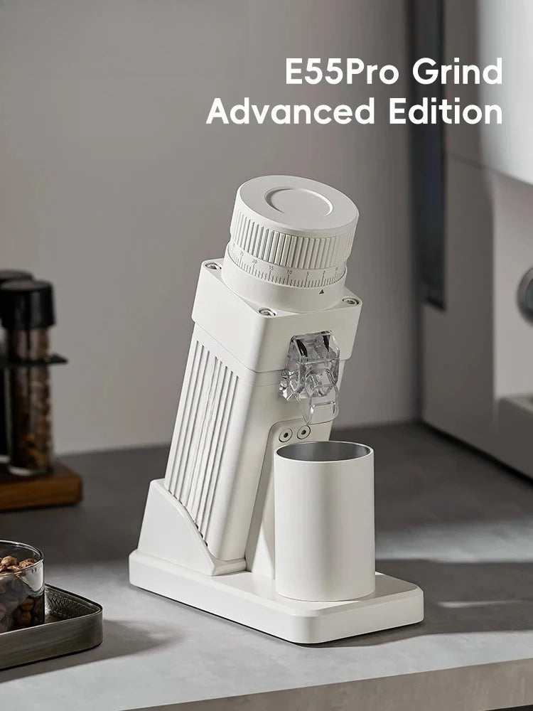 Electric Coffee Grinder 55MM Espresso Cone Burr Stepless Fineness Adjustment Brew Bean Grinder Black White