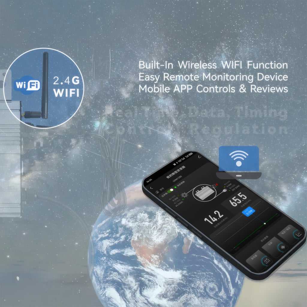 POWLSOJX Dual Input Solar Inverter 1000W/1250W - PV + Battery, 180-265V Grid-Connected with Zero Export, Smart App Control