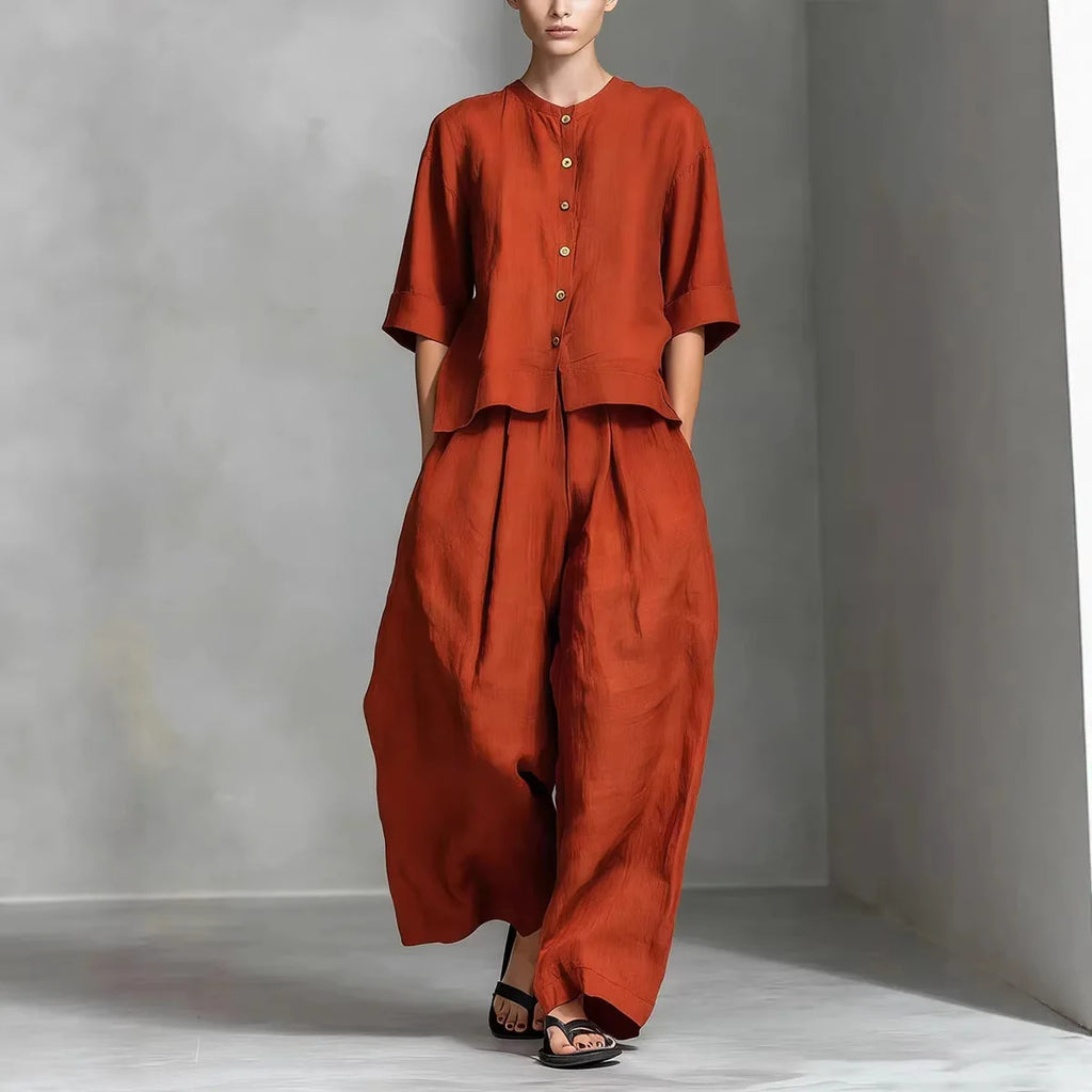 2026 New Women's Fashion Set Elegant Sleeveless Tank Top Modern Wide Leg Pants 2-Piece Outfits Summer Casual Solid Color Set