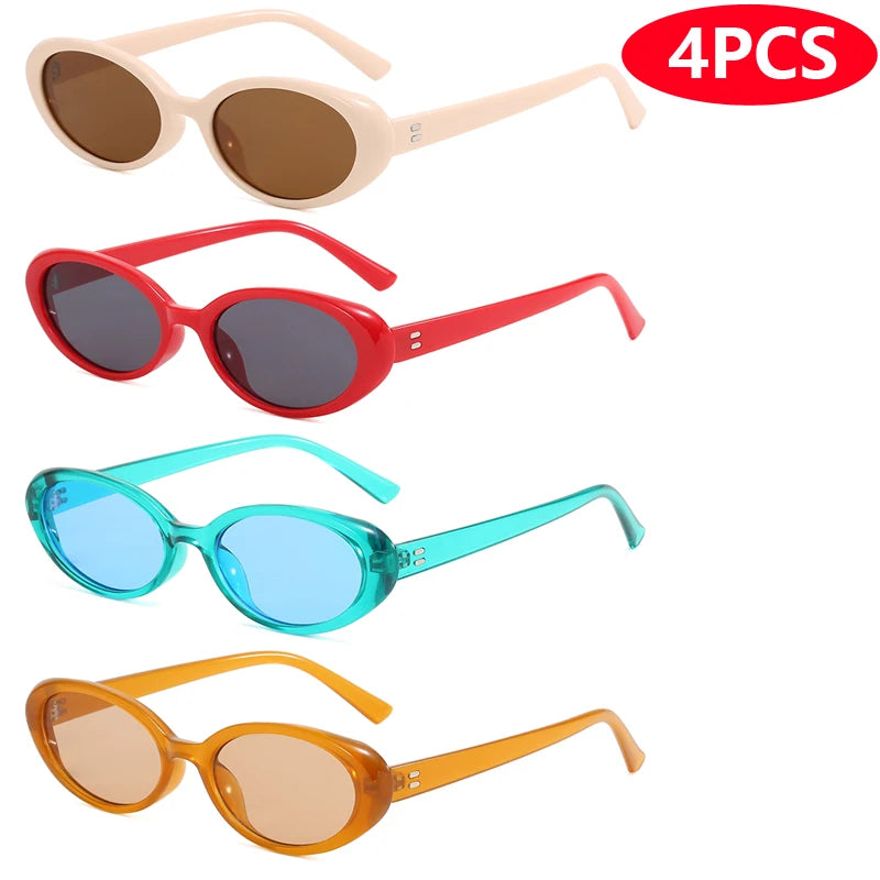 4pcs/7pc Small Oval Sun Glasses Vintage Oval Sunglasses 2024 Men Small Oval Sun Glasses Retro Fashion Women Sun Glasses Oculus ﻿