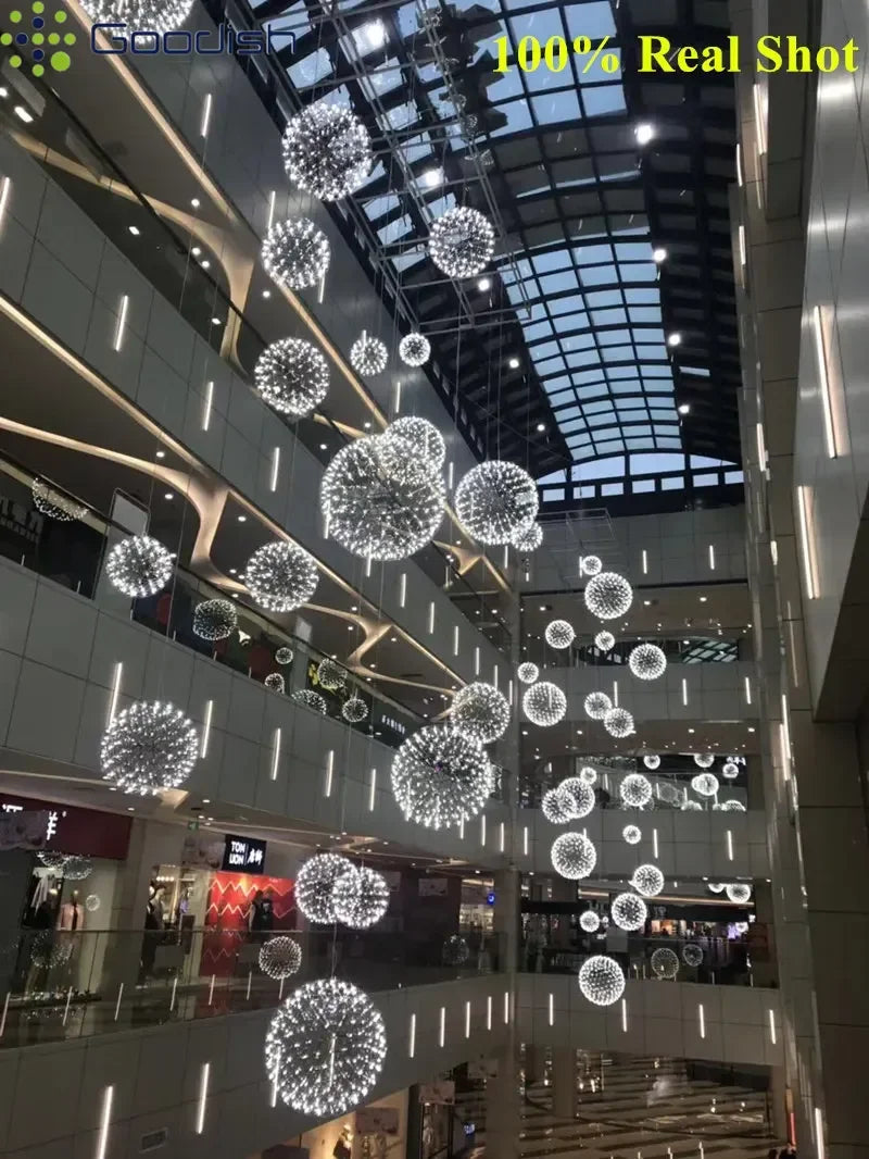 Modern Minimalist Stainless Steel Spark Ball LED Pandent Lights Art Creative Lamps for Chidren's Room Home Decoration Chandelier
