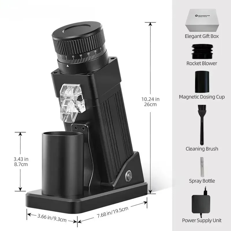 E55Pro Electric Coffee Grinder 55MM Titanium Cone Burr Stepless Adjustment Espresso Brew Coffee Bean Grinder Black