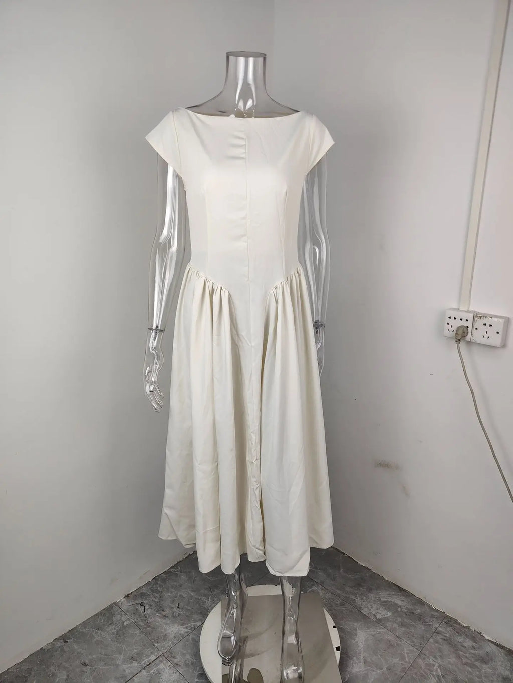French Elegant Solid Backless Slim Fit Dress