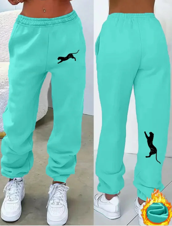 Y2K, Trendy Fashion, Trendy Prints, Women's Fleece-Lined Loose Sweatpants, Casual and Comfortable, Women's Autumn and Winter Clothing