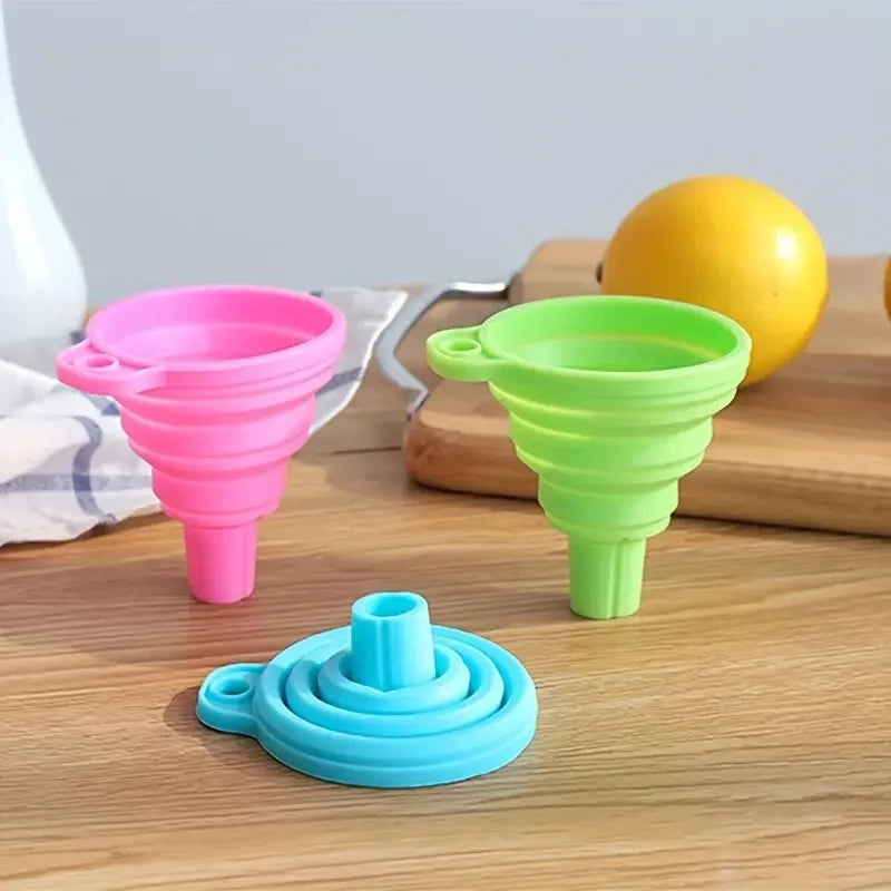 Silicone Collapsible Funnel, Foldable Funnels For Water Liquid Oil, Kitchen Gadgets Accessories, Kitchen Utensils, Apartment Ess