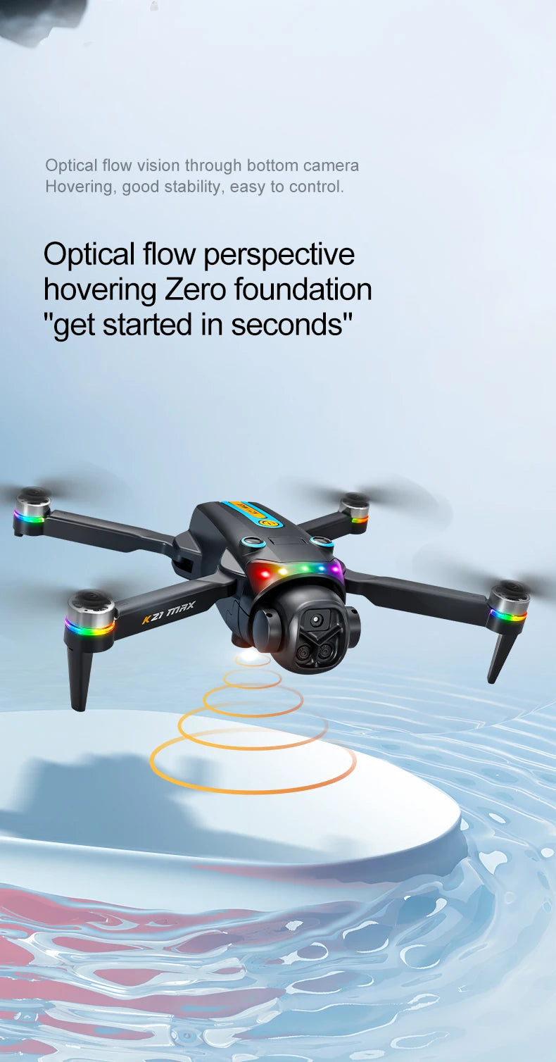 K21MAX Drone with 4.3" Screen Remote Controller, FPV Quadcopter with Optical Flow Hover & Auto Return-to-Home, Portable RC Drone for Beginners, Holiday Gift