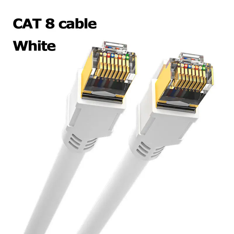 High Speed CAT8 Ethernet Cable High Flex Heavy Duty Network Cable with Gold Plated RJ45 Connector 40Gbps 2000Mhz LAN Cable