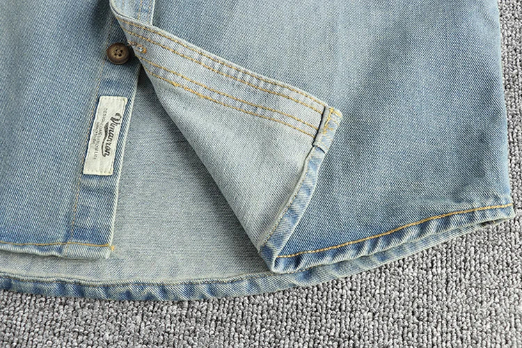 Heavy collar cashew flower embroidery design sense of British vintage denim shirt men's autumn trend coat with long sleeves