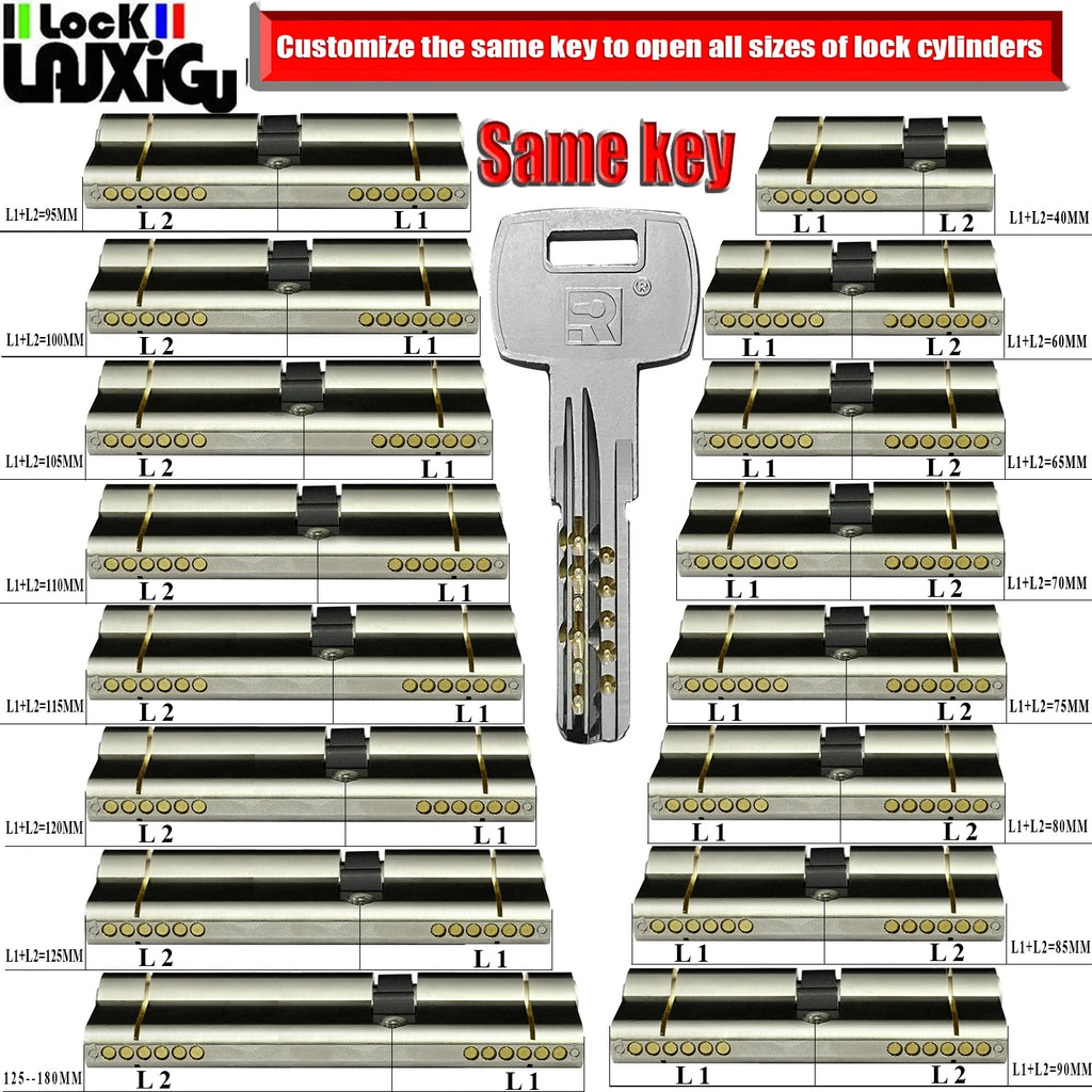 Customize the same key to open all cylinder doors European standard high quality Door lock 11-pin anti-theft lock cylinder