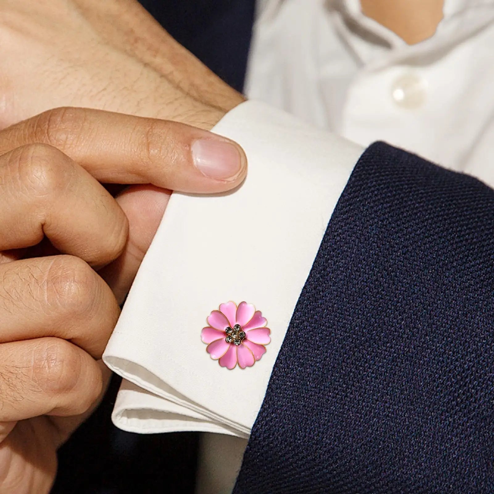 Petal rhinestone cufflinks Button Covers Flower Shaped Button Cover Cufflinks for Women for Sewing Jeans Dress Fabric Blouse