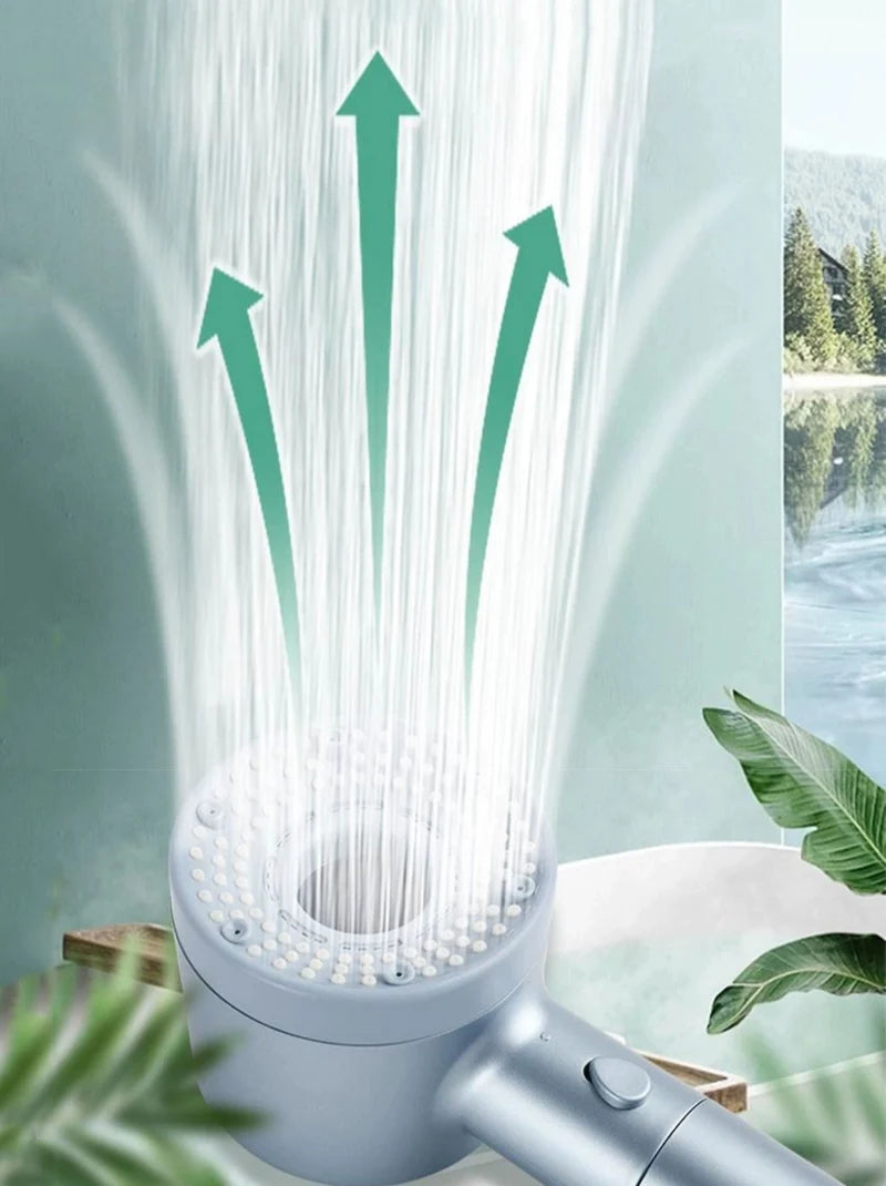 High Pressurized Filter Shower Head 5-mode Adjustable Spa Showerhead One Button Stop Water Saving Shower Bathroom Accessories