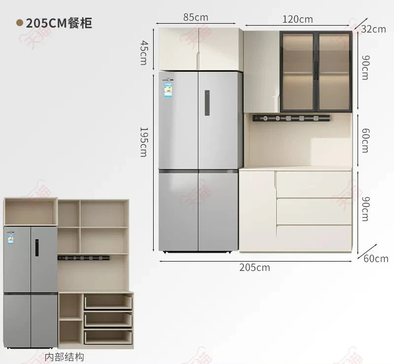 LTT Simple Modern Side Cabinet Embedded Refrigerator Cabinet Kitchen Living Room Locker