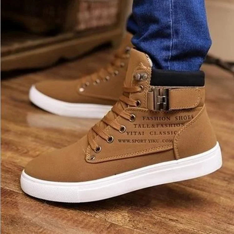 Men's High Top Sneakers Casual Vulcanized Shoes Spring/Autumn Men Shoes High Quality Frosted Faux Suede Casual Platform Shoes - Beauty