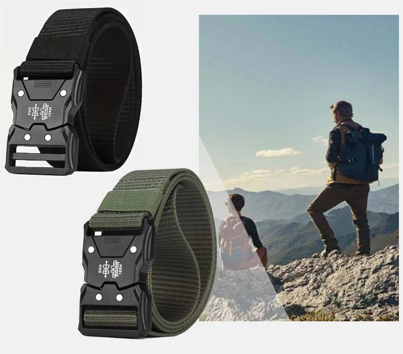 Genuine Tactical Belt Men's Quick Release Nylon Military Belt Automatic Buckle Real Soft Outdoor Sports Pants Jeans Waist Belt