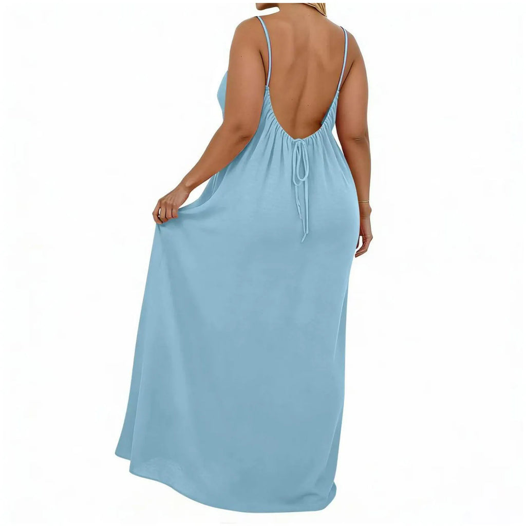 Sexy Suspender Long Dress For Women Plus Size Backless Strappy Maxi Dresses Summer Holiday Beach Party Sundress Robe Vestidos