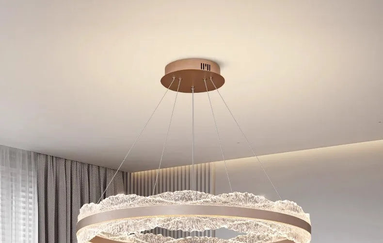LED Luxury Pendant Light Living Dining Room Bedroom Modern Upscale Acrylic Texture Suspension Lamp Home Decoration