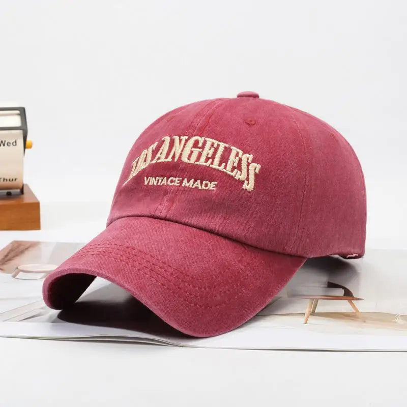 Retro Baseball Cap For Women Summer Washed Denim Letter Sun Hat Wide Brim Fashionable Duckbill Cap