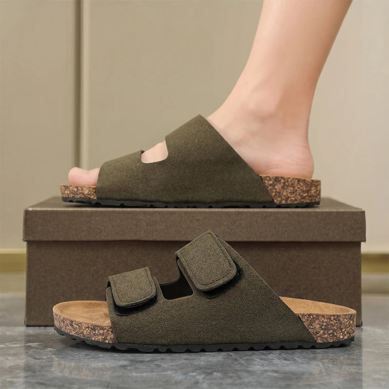Men's one strap slip on casual slippers summer new breathable lightweight anti-slip comfort beach shoes outdoor walking slippers