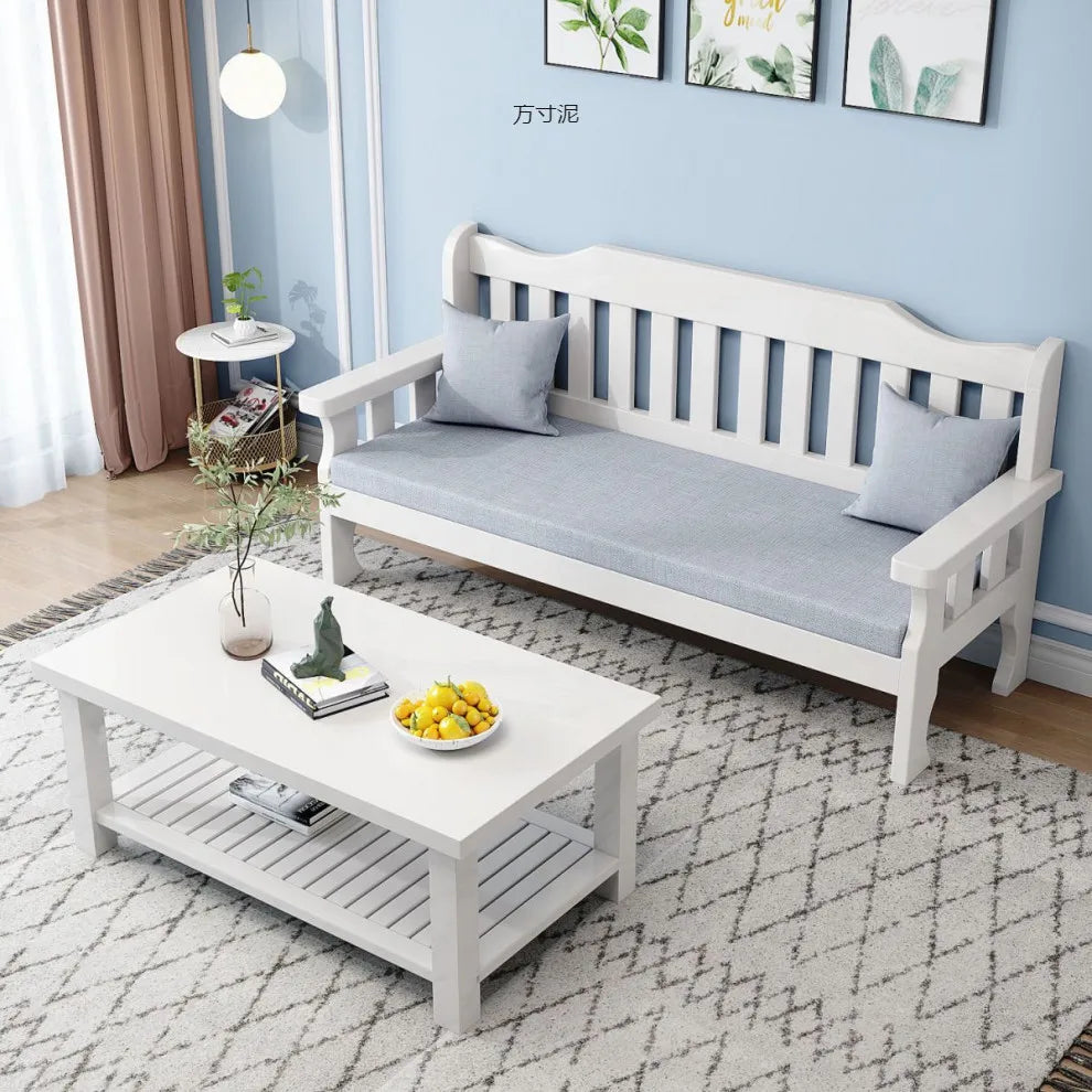 Solid wood bench combination sofa small apartment simple leisure living room retro balcony new Chinese style office wooden sofa