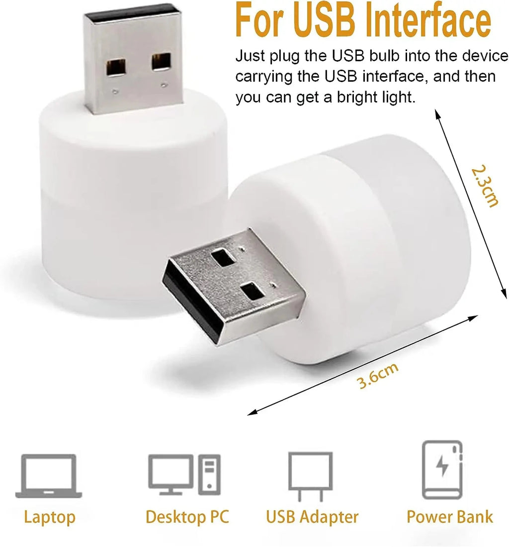 1-10PCS Mini USB Night Light Warm White Eye Protection Book Reading Light USB Plug Computer Mobile Power Charging LED Night Lamp