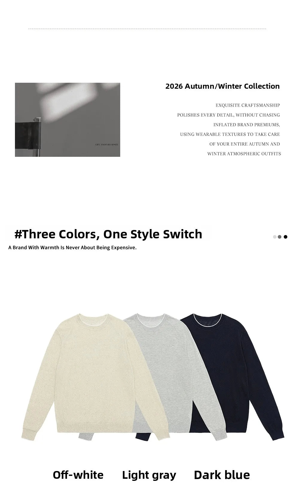 Men's Light Grey round Neck Knitted Sweater Long Sleeve Basic Style Commute Knitted Base Shirt Casual Comfortable Lenzing Fabric