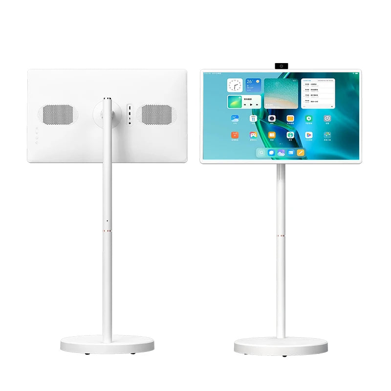 Floor-Standing TV Stand,32 Inch Monitor Screen Digital Signage Touch Screen Android 15 4+128GB Smart TV Display Portable TV Moni