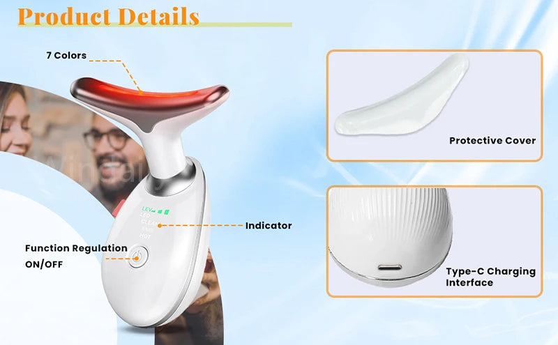 Face Lift 7 Colors Neck Beauty Neck Device Slim Massager Facial Lifting Tightening Face Wrinkle Remover Face Care Beauty Machine