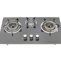 Happy Home 3-Burner Table Gas Cooktop Built-In Smart Tempered Glass Gas Stove for Household