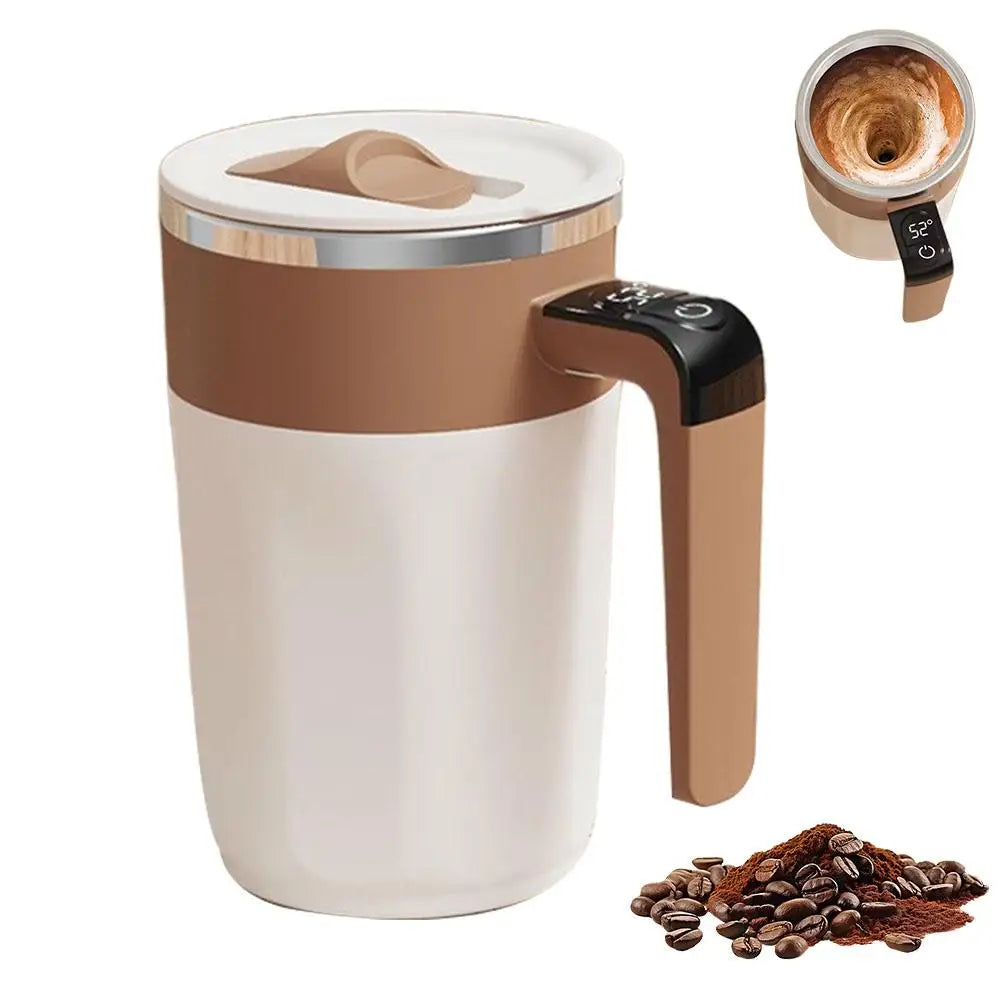 400ML Mixing Cup LED Temperature Display Coffee Cup 316 Stainless Steel Magnetic rotating stirring Milk Coffee Self Stirring Mug