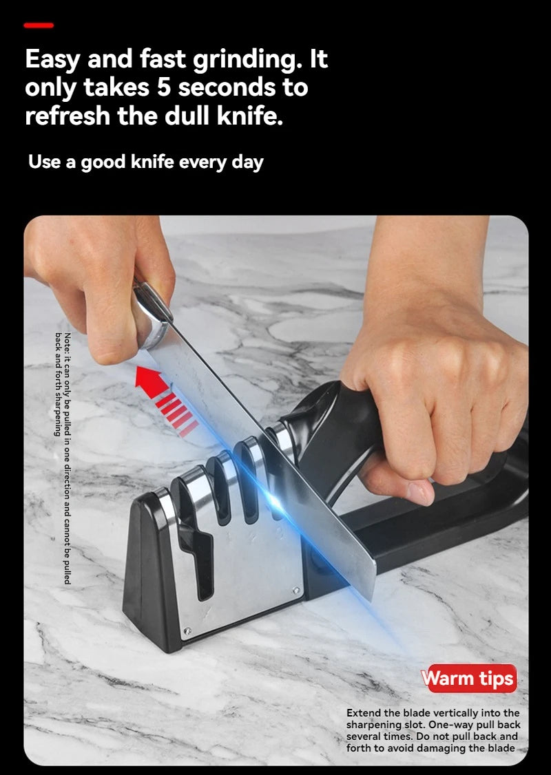 Multifunctional Kitchen Knife Sharpener 4 Segments Portable with Non-slip Base Household Essential Gadgets for Sharpening Knives