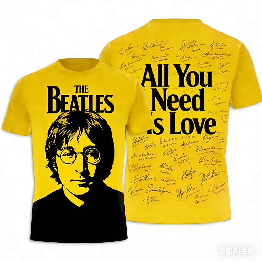 Rock band T-shirt Summer men's women's T-shirts The Beatles printed T-shirt Hip hop round neck T-shirt Breathable sports T-shirt