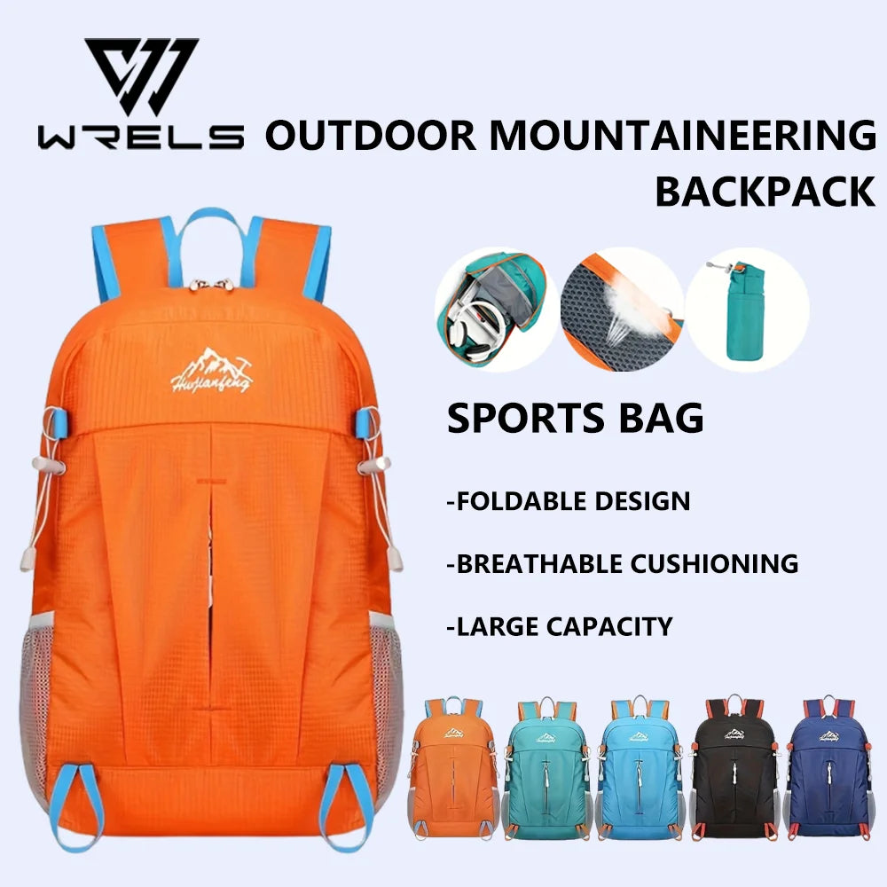 Outdoor Travel Bag Large Capacity Foldable Waterproof Backpack Lightweight Portable Adjustable Hiking Mountaineering Bag