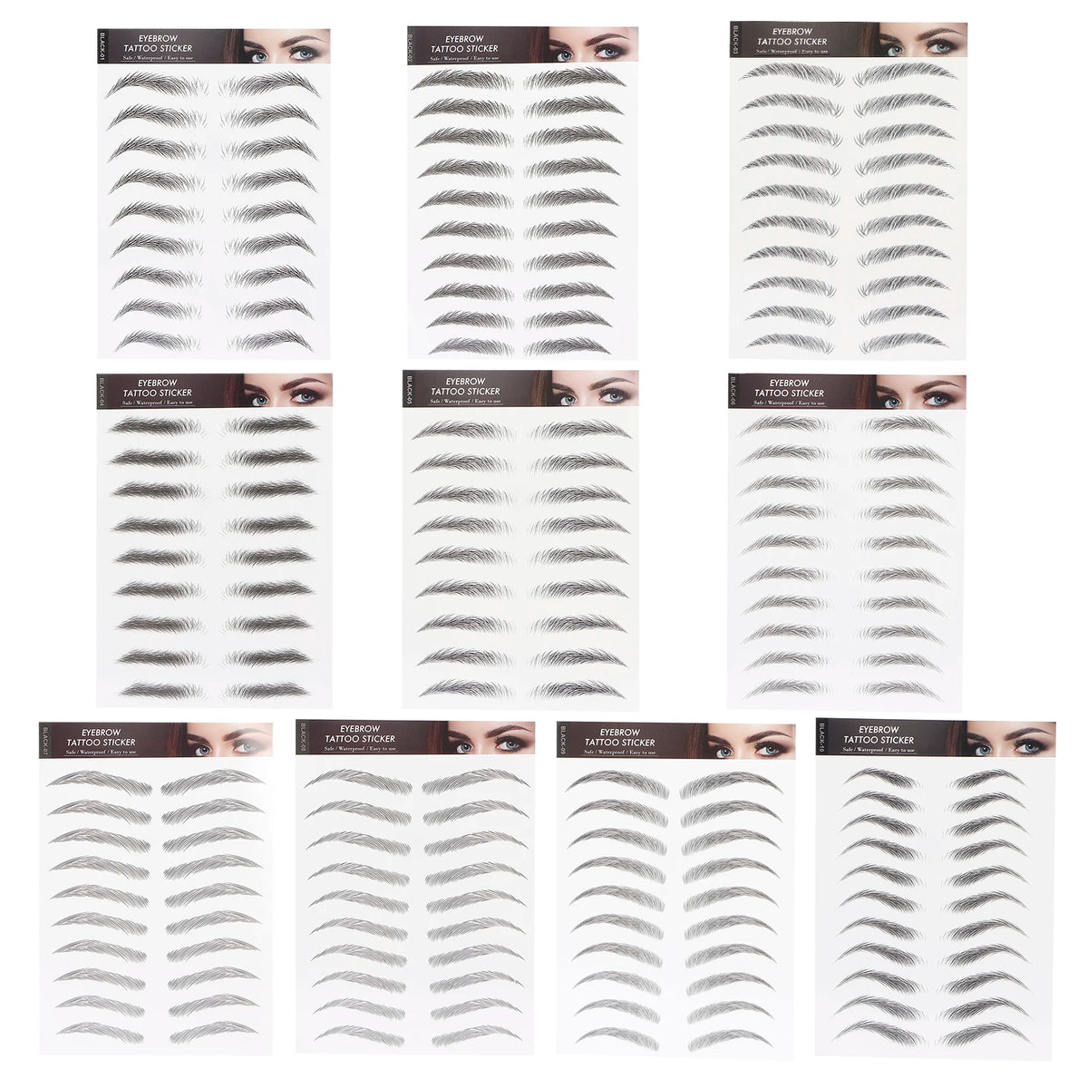 Long Lasting Eyebrow Transfers Sticker Household Portable Waterproof Safe Women Black Eyebrow Tattoo Sticker Makeup Tools