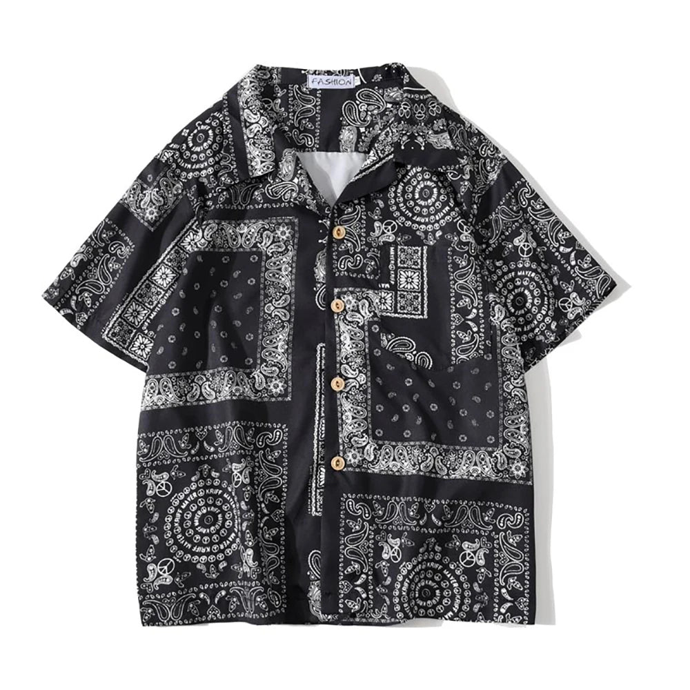 Summer Shirt Men Women Paisley Print Bandana Short Sleeve Brazil Tops Hip Hop Fashion Design Gothic Guangzhou Clothes Z1A1