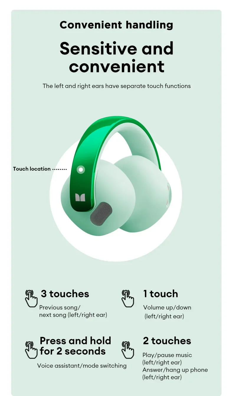Choice Original Monster XKT30 TWS Wireless Bluetooth 5.4 Ear Clip Touch Earphones Deep Bass Noise Reduction Gaming Headset
