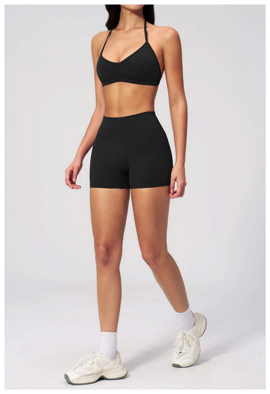 2 Pieces Yoga Set Women Tracksuit Backless Halter Tops High Waist Shorts Gym Suits Fitness Sportswear Workout Sets Athletic Wear