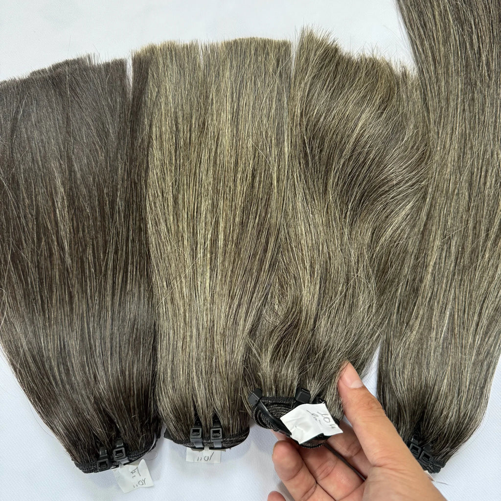 CDYHairVN Luxury Premium Virgin Raw Vietnamese Double Drawn Salt Pepper Grey 12a Kinky Coily Curly Human Hair Extensions