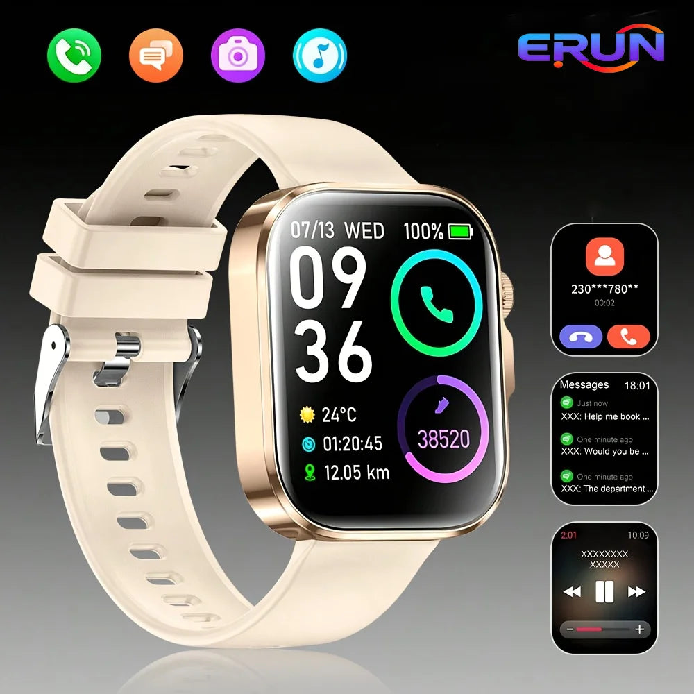 New Sports Men'S Smart Watch, Smartwatch (Make/Receive Calls), APP Message Sync Alerts, Remote Camera Control, Sedentary Reminder, Music Playback, Weather Display, Voice Assistant, Find My Phone, Durable Smart Watch for Iphon
