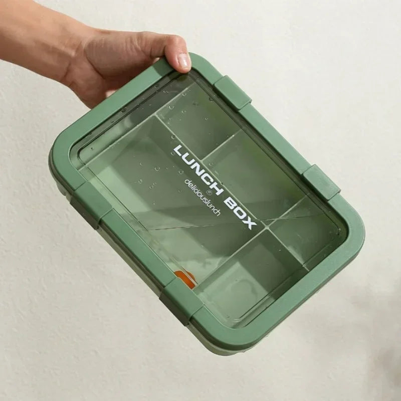 1500ML Bento Box Portable Lunch Box Kids Students Office Lunch Box with Spoon Fork Leakproof Microwavable Food Storage Container