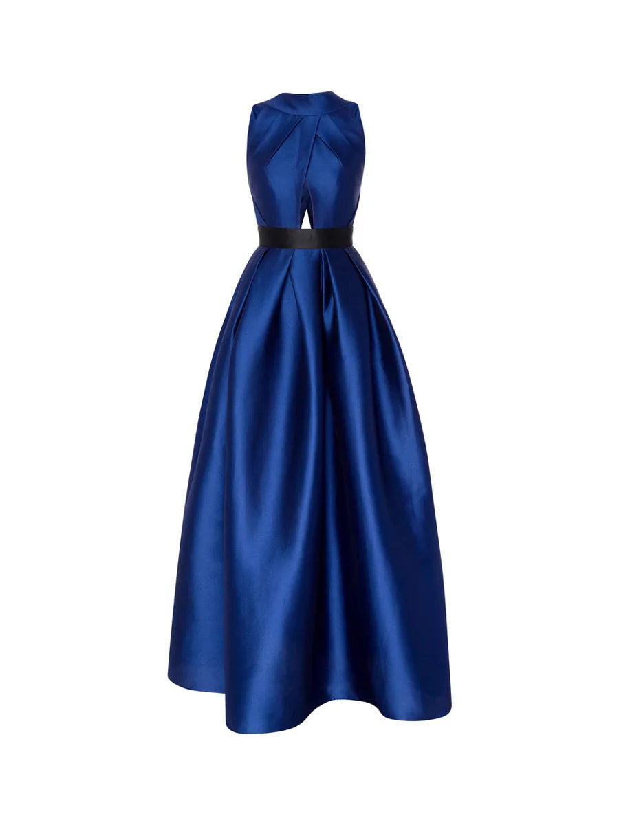 2026 Elegant Halter Satin Party Dresses for Women Spring Sexy Draped Solid Slim Long Dress Woman Hollow Out Pocket Evening Dress