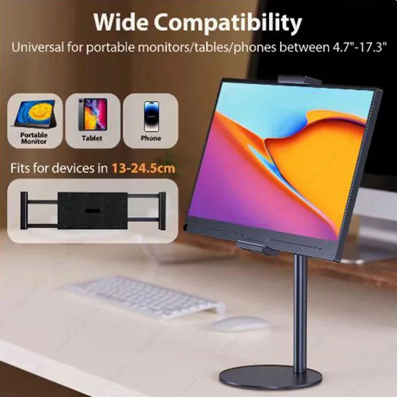 Portable Monitor Tablet Stand Adjustable Height Desktop Monitor Bracket for 4.7-17.3 inch Phone Tablet Monitor Support Holder