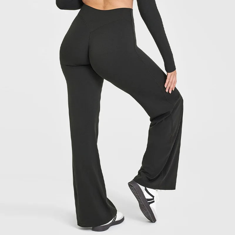 Straight Leg Yoga Pants Soft Butter Fabric Women Clothes Middle Waist Gym Pants Leggings Fitness Pilates Running Sports Trousers
