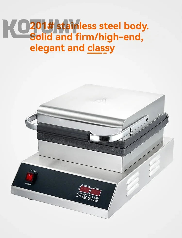 Industrial Stainless Steel Non-Stick Belgian Waffle Maker Four Grid Electric Baking Tray Heating Both Grain Processing Machinery