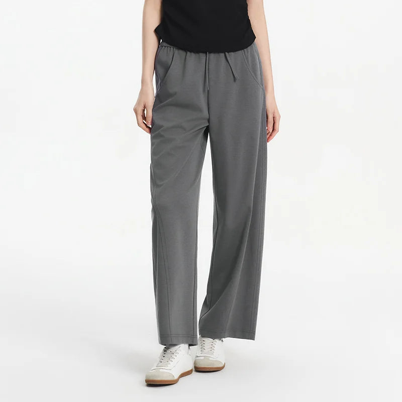 Women Pants Casual Slit Loose Curved Slim Fit Minimalist Lazy Versatile Curved Leg 2026 Summer Fashion Daily Top