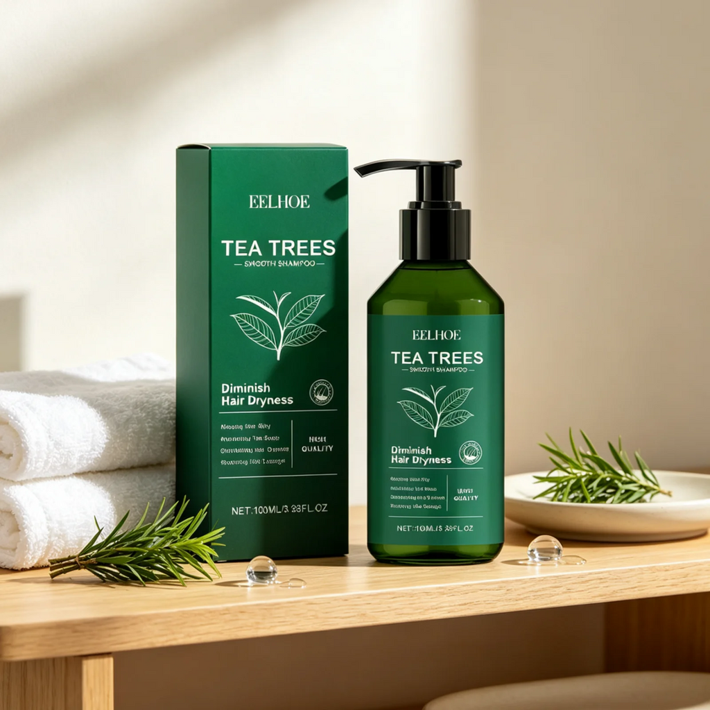 EELHOE Tea Trees Smooth Shampoo Deep Nourishing Anti Dryness Reduce Split Ends Oil Control Refreshing Mild Natural Shampoo 100ml