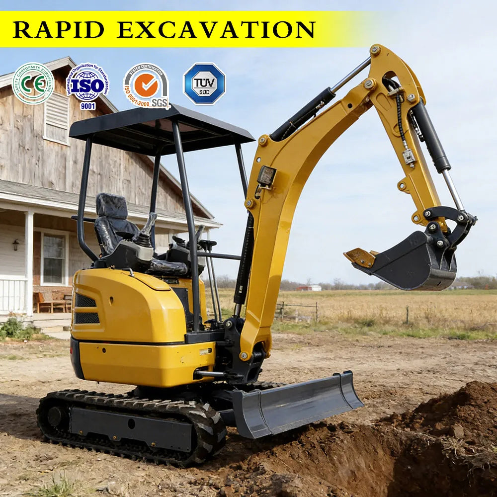 Multifunctional 2 Ton Mini Excavator Crawler Type Hydraulic Digging Equipment Small Digger For Farm Landscaping Road Constructio