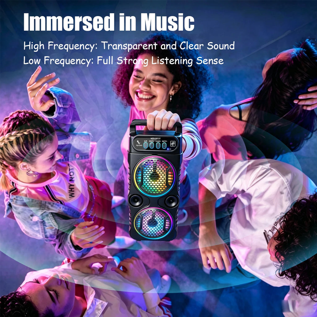 8000Hz portable Bluetooth speaker, outdoor deep bass, wireless dual speakers, microphone support, party audio, dual speakers, 12