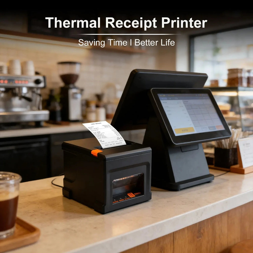 80mm Thermal POS Printer - 220mm/s High Speed, Auto Cutter, Multi-System Compatible for Shops