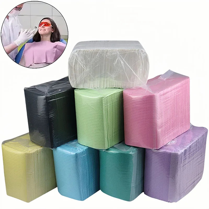125Pcs/Pack Disposable Dental Clean Bib Pad Multicolour Tattoo Bibs Table Covers Clean Patient Dental Napkins Tattoo Accessories