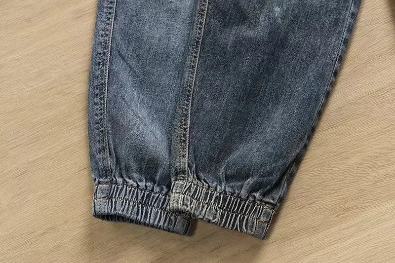 Wholesale 2022 New Denim Men's Stretwear Beam-legged Harem Pants for Young Students Loose Drawstring Sweatpants Baggy Jeans
